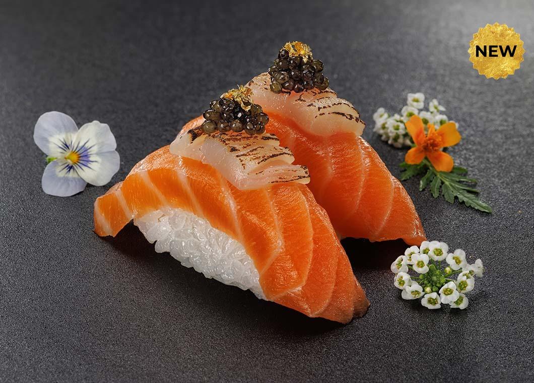 Суши лосось с гребешком Голд - эксклюзив от BLUEFIN. Закажите доставку!